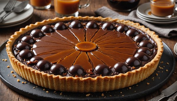 Dégustez une exquise tarte chocolat-caramel : secrets pour une pâte sablée irrésistiblement croustillante !
